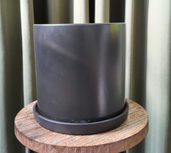 Maceta ceramica negro cilindro grande