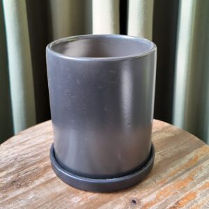 Maceta ceramica negra cilindro chica