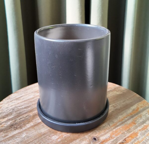Maceta ceramica negra cilindro chica