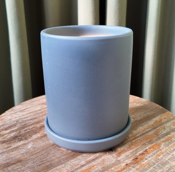 Maceta ceramica gris cilindro chica