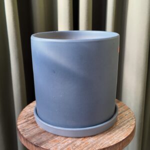 Maceta ceramica gris cilindro mediana