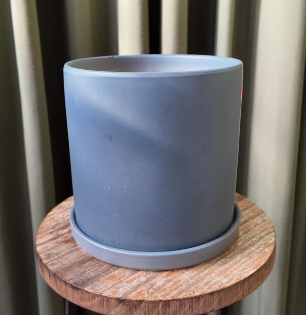 Maceta ceramica gris cilindro grande