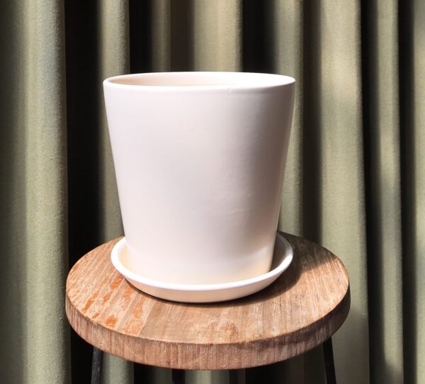 Maceta ceramica blanca grande