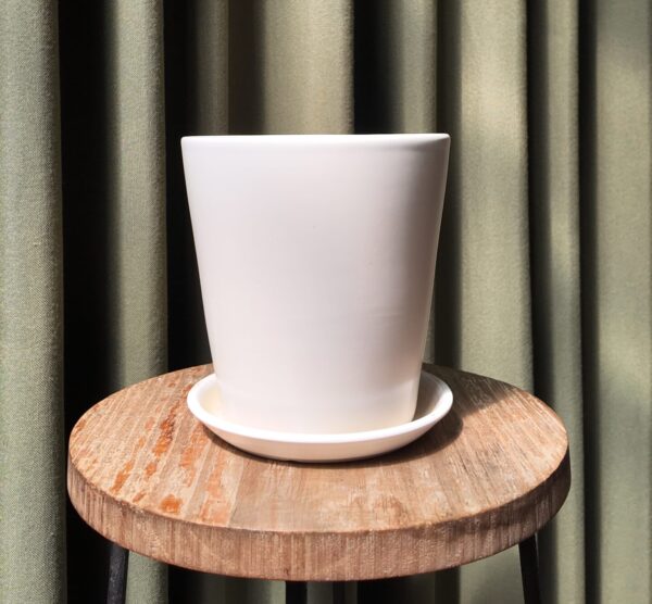 Maceta ceramica blanca chica